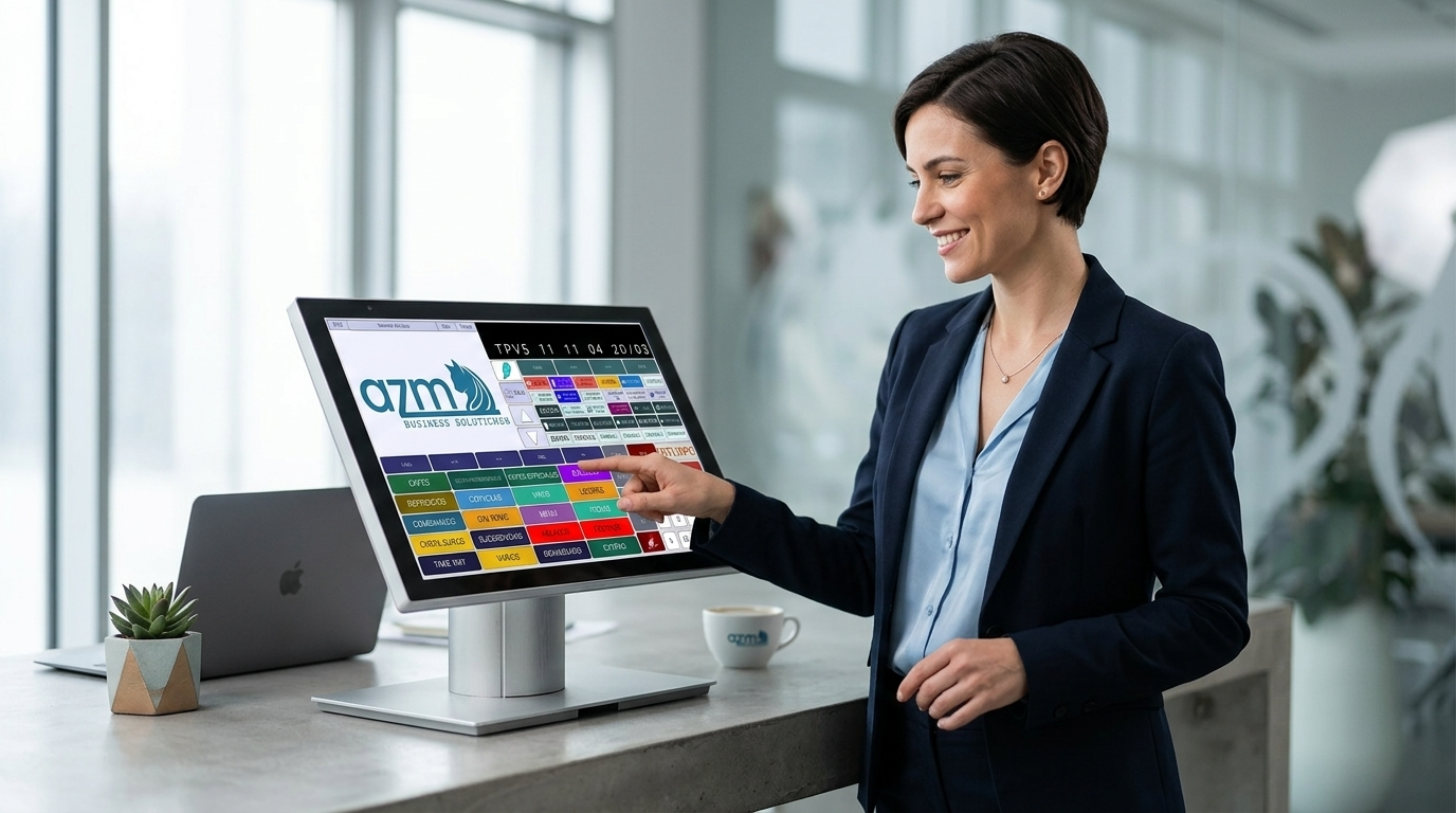 Tecnico de AZM preparando una instalacion POS