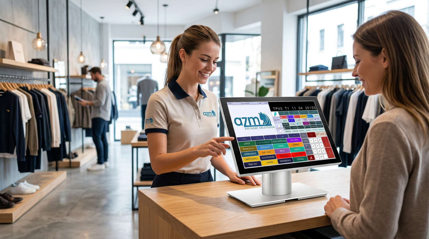 Equipo TPV AZM listo para instalar en el mostrador