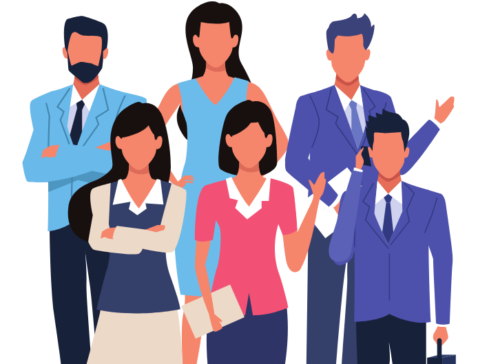 Ilustración de trabajadores y oficinistas en empresas