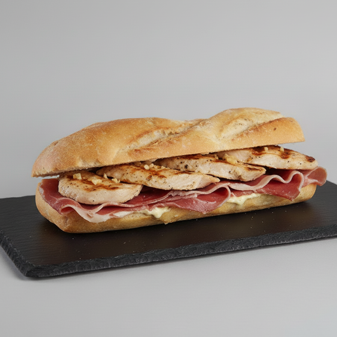 bocadillo de pollo y jamón