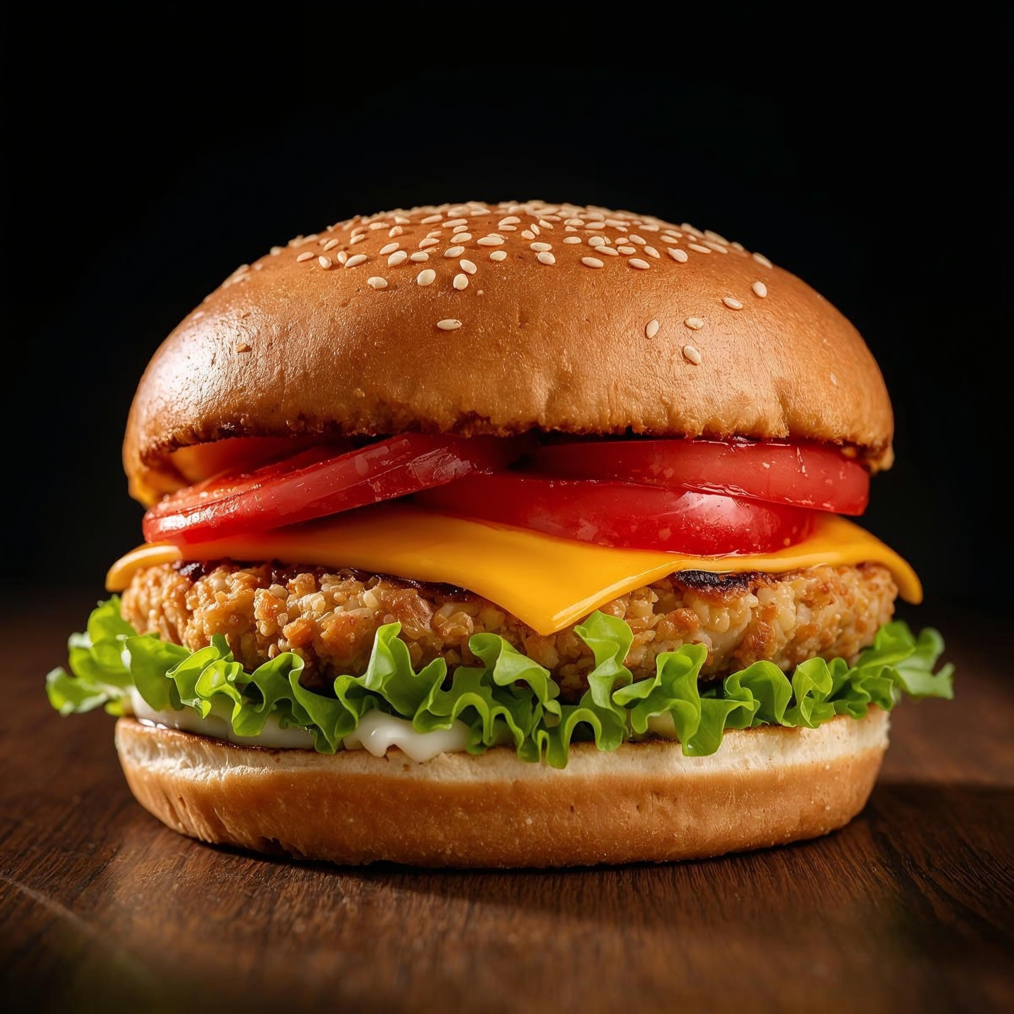 hamburguesa de pollo frito