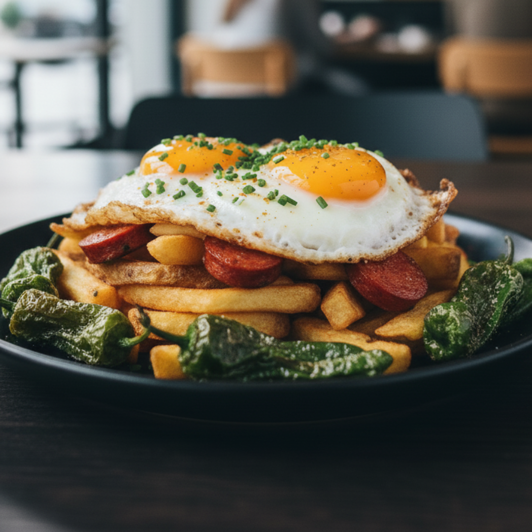 huevos rotos con chistorra
