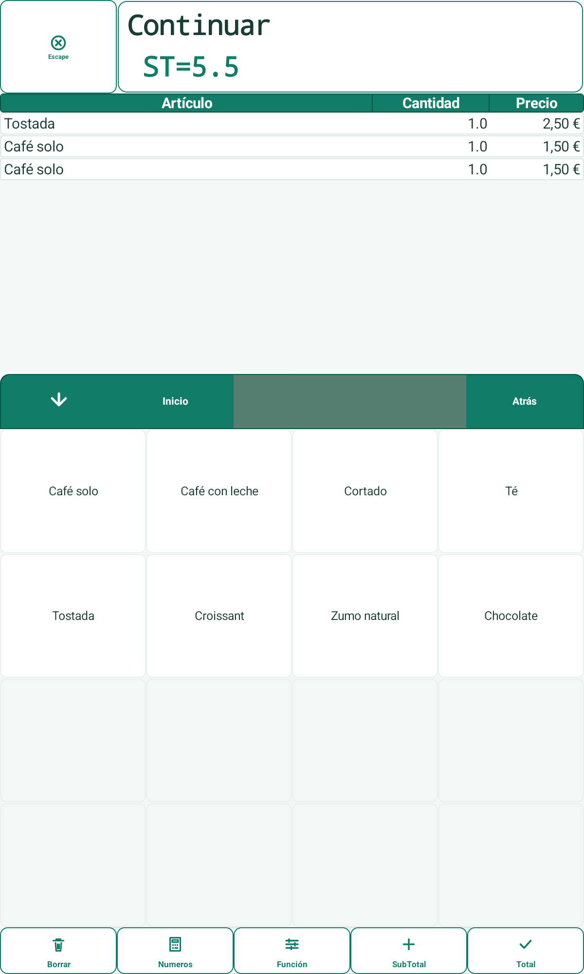 Venta adaptada a un terminal Android vertical